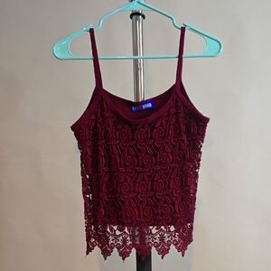 Elegant Lace Burgundy Top by "Fun 2 Wear" sz s